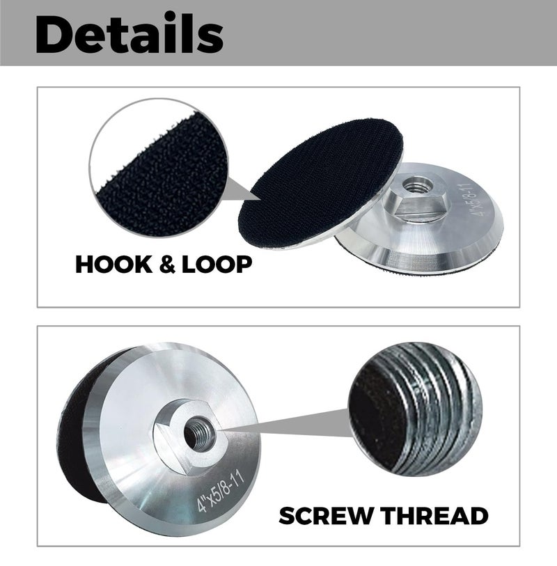 ComeFloor Aluminum Backer Pad, Hook and Loop Backing Pad, 5/8”-11 Threaded 4" (4 in, 2, Count) - Image 2